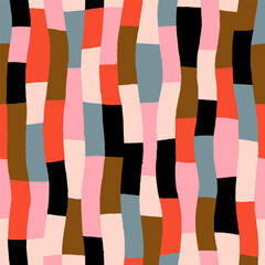 Wall Mural - Vector abstract texture with multi coloured lines. Hand drawn colourful geometric texture. Seamless decorative background with wavy coloured stripes