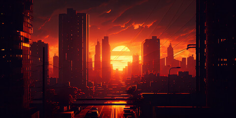 Canvas Print - sunset in the city