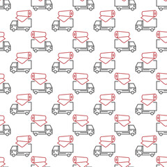 Canvas Print - Truck and Red Vinyl Film seamless background. Vector Vehicle Wrapping pattern