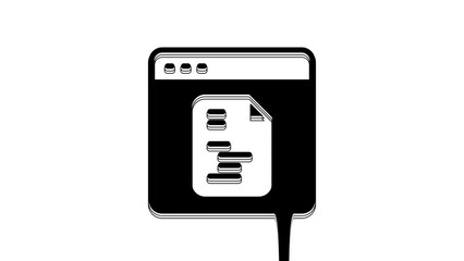 Black Software, web developer programming code icon isolated on white background. Javascript computer script random parts of program code. 4K Video motion graphic animation