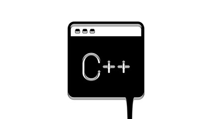 Black Software, web developer programming code icon isolated on white background. Javascript computer script random parts of program code. 4K Video motion graphic animation