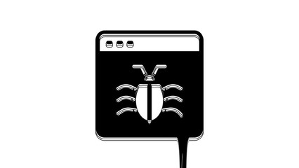 Canvas Print - Black System bug concept icon isolated on white background. Code bug concept. Bug in the system. Bug searching. 4K Video motion graphic animation