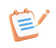 © pensil3D - 3d Orange Notes icon for UI UX web mobile apps social media ads designs