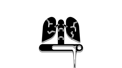 Sticker - Black Disease lungs icon isolated on white background. 4K Video motion graphic animation