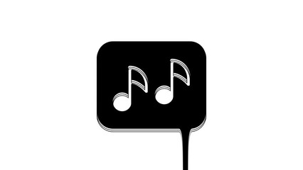 Poster - Black Music note, tone icon isolated on white background. 4K Video motion graphic animation