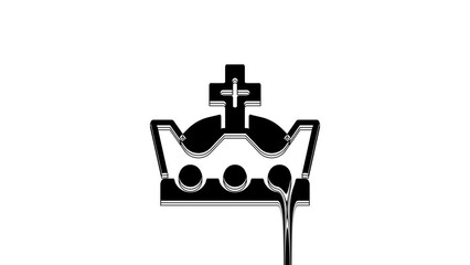 Wall Mural - Black King crown icon isolated on white background. 4K Video motion graphic animation