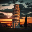 Illustration of the tower of Pisa. Generative AI.