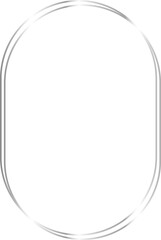 Poster - Double oval silver frame border isolated on transparent background, PNG template for  picture, card, text, social post