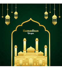 Wall Mural - Vector realistic Ramadan Instagram posts