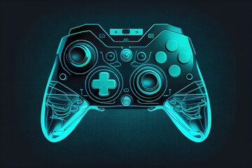 Glowing Gamepad. Concept art. Ai generative.