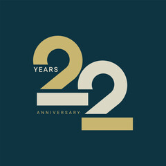 22 years anniversary logo, vector template design element for birthday, invitation, wedding, jubilee