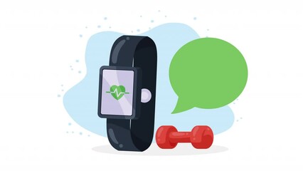 Sticker - healthy lifestyle app in smartwatch animation