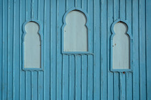 Blue Wooden Wall With Windows