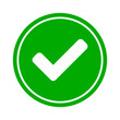 © Kagan Kaya - Round Yes or Right or Approved Accepted Icon Sign with Checkmark Tick in Green Circle. Vector Image.