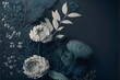 Navy blue and white colored floral wallpaper background design template