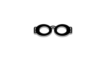 Sticker - Black Glasses for swimming icon isolated on white background. Swimming goggles. Diving underwater equipment. 4K Video motion graphic animation