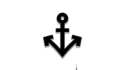 Poster - Black Anchor icon isolated on white background. 4K Video motion graphic animation