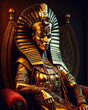 Egyptian Pharaoh God Statue Golden mask Laying on Golden Royal Thrones sofa 