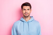 © deagreez - Portrait of serious confident successful man wear nice blue clothes isolated on pink color background