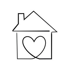 Home continuous one line drawing vector illustration