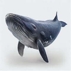 Wall Mural - Generative AI of a whale isolated on white background.