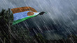 flag of Niger with rain and dark clouds, storm and tornado symbol - nature 3D illustration