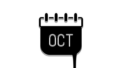 Sticker - Black October calendar autumn icon isolated on white background. 4K Video motion graphic animation