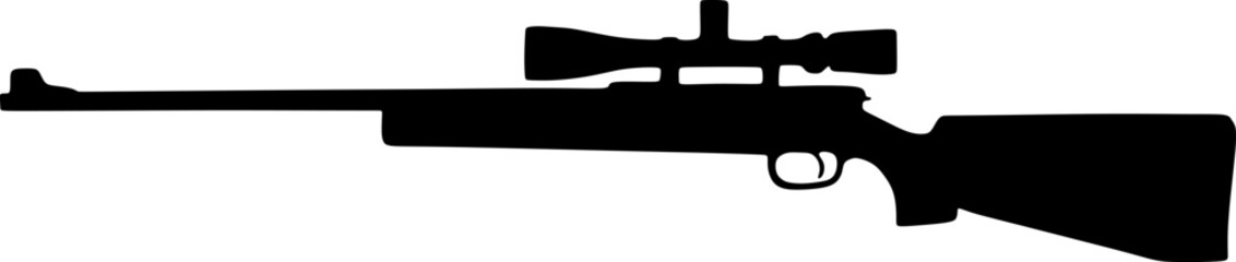 Sniper rifle vector silhouette illustration isolated on white background.illustration