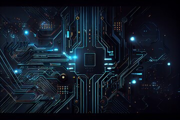 Wall Mural - abstract circuit cyberspace design technology. generative ai