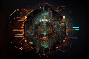 Wall Mural - abstract circuit cyberspace design technology. generative ai