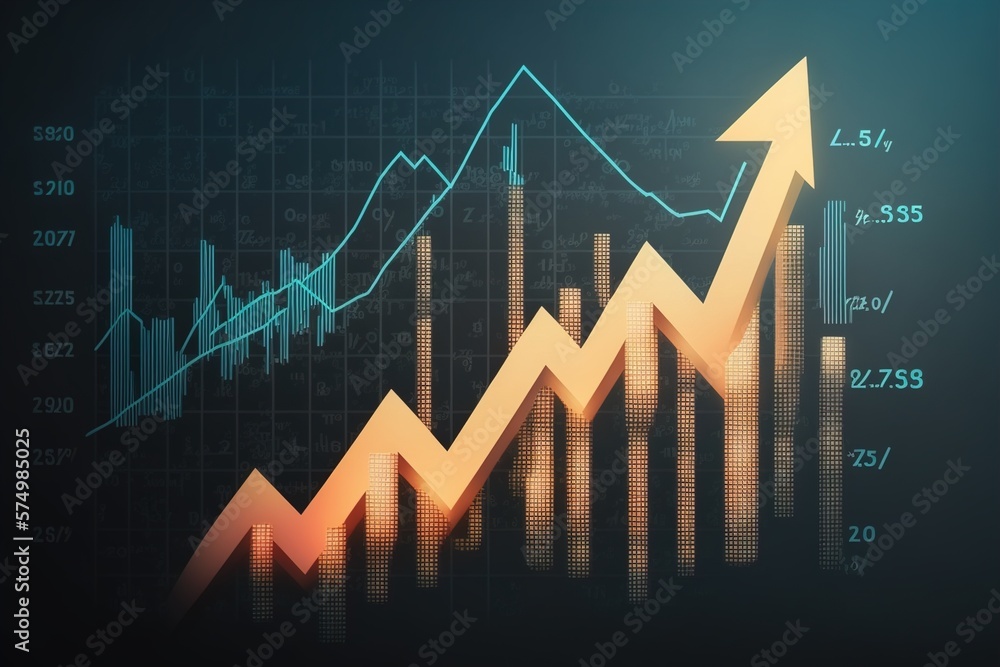 Business graph showing growth financial graphs, glowing lines and ...