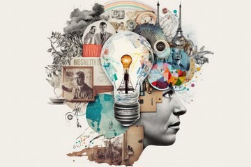 creative mind. concept of intelligence. art collage. generative ai