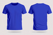 Mockup of a blank royal blue tshirt front and back isolated on white background. Generative Ai