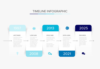 Wall Mural - Simple horizontal infographic timeline template made from white paper stripes