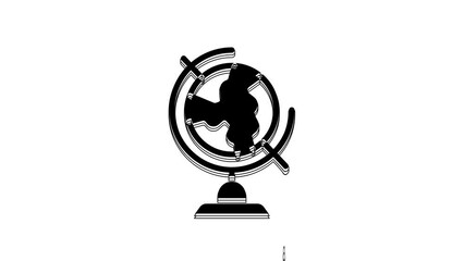 Poster - Black Earth globe icon isolated on white background. 4K Video motion graphic animation