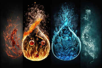 Wall Mural - A drop of fire and water, elements, Generative AI