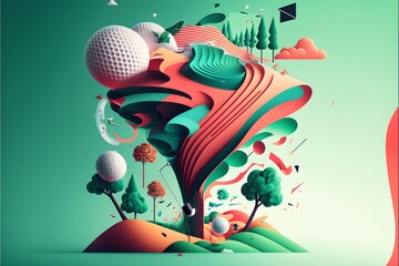 Wall Mural - Creative poster of golf sport