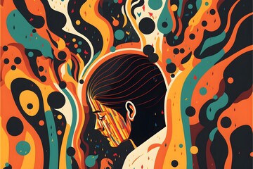 Wall Mural - Poster for anxiety, depression, sadness, loneliness, and other mental issues