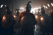 A Roman legion was a large military unit of the Roman army preparing for battle at night. Neural network AI generated art