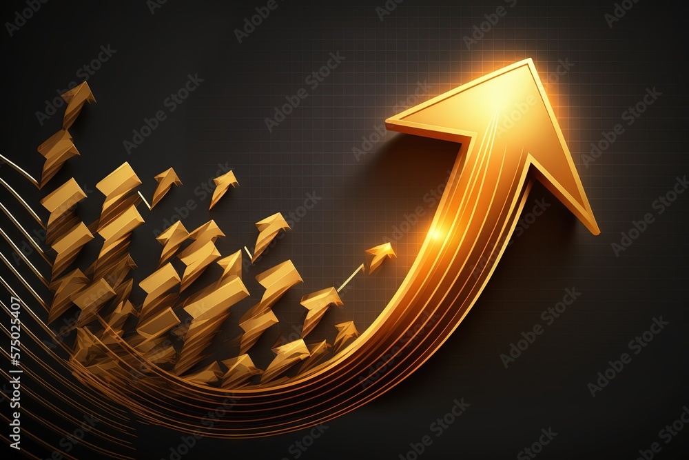 Growth business strategy arrow concept on success. AI generated art ...