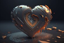 Festive Background With A Large Glass Heart, Valentine's Day, March 8th, Valentine's Day, Bokeh, Generative Ai	