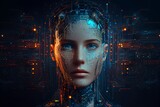 Fototapeta  - humanoid robot,digital illustration generative AI