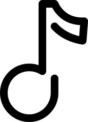 Outline music icon in png. Music note symbol on transparent background. Linear notation sign. Music note in png. Melody symbol in png. Notation key.