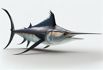 Poster - swordfish isolated on white, generative ai