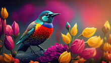 Beautiful Colorful Spring Landscape Background, Generative Ai