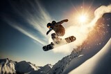 Snowboarder Jumping in the Air on Snow 