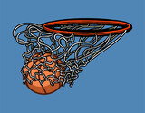 Fototapeta Dinusie - Basketball flying through the hoop isolated.