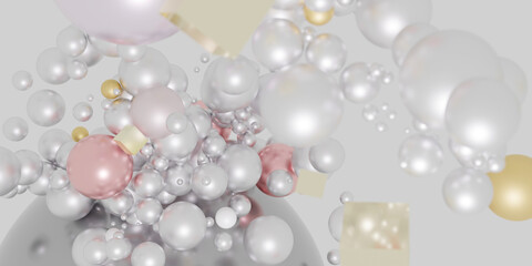 Wall Mural - abstract ball background Glass balls and pearls 3D illustration