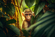 Cute monkey in the jungle created with AI