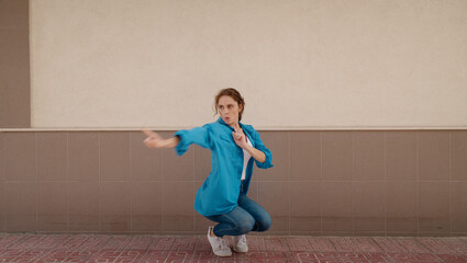 Sticker - Young woman smiling confident dancing at street